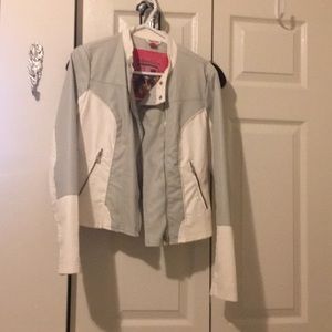 Vegan leather white and grey jacket